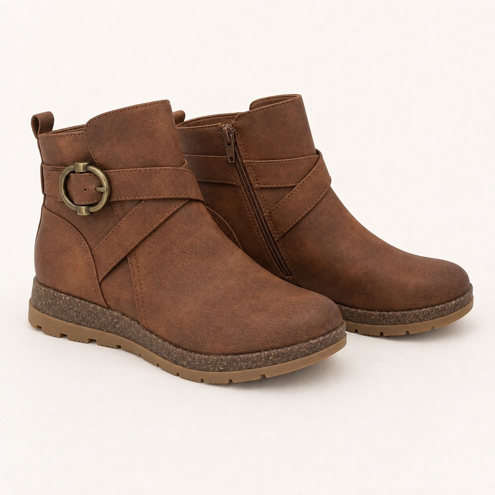 EuroSoft Gorpcore Laelia Ankle Boots Womens 6M Brown Buckle Strappy Cabincore